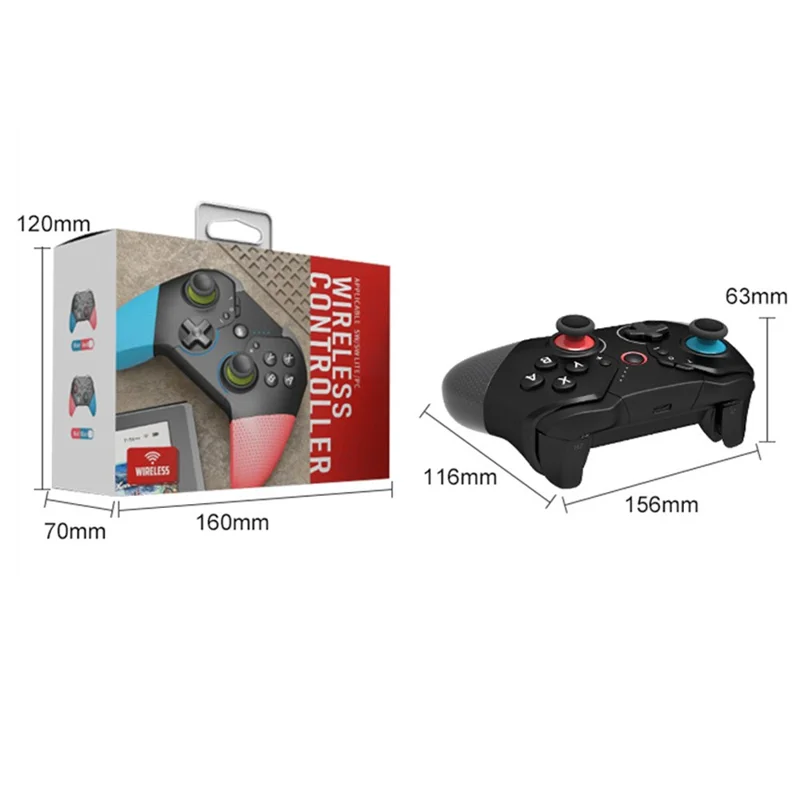 SW531 Draadloze Gamingcontroller voor Nintendo Switch, Bluetooth-compatibele Gamepad met LED-verlichting - Zwart