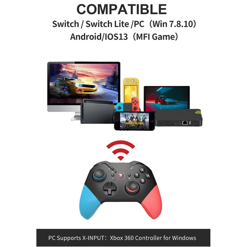 SW531 Draadloze Gamingcontroller voor Nintendo Switch, Bluetooth-compatibele Gamepad met LED-verlichting - Zwart