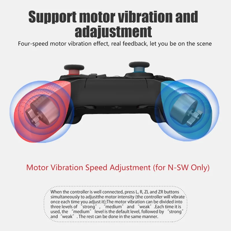 SW531 Draadloze Gamingcontroller voor Nintendo Switch, Bluetooth-compatibele Gamepad met LED-verlichting - Zwart