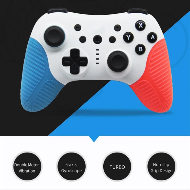 HS-SW510 Wireless Controller for Nintendo Switch , Bluetooth-compatible Multi-Platform Gamepad Joystick with Turbo Function - Red+Blue