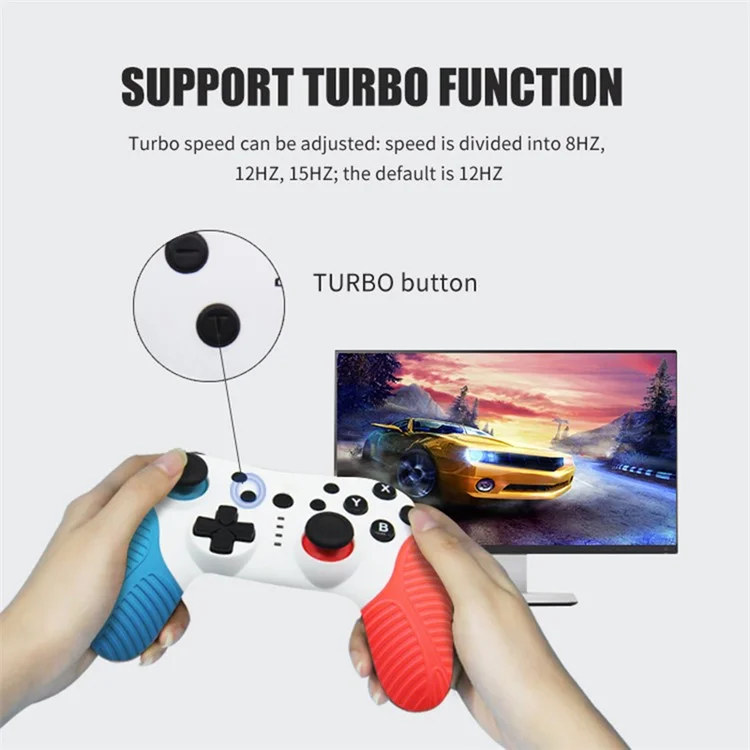 HS-SW510 Wireless Controller for Nintendo Switch , Bluetooth-compatible Multi-Platform Gamepad Joystick with Turbo Function - Red+Blue