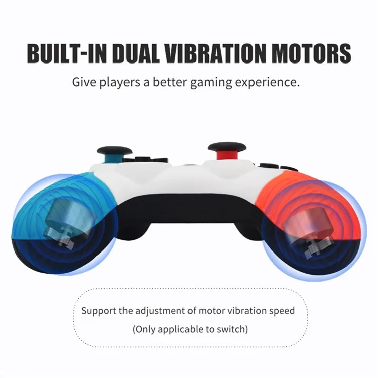 HS-SW510 Wireless Controller for Nintendo Switch , Bluetooth-compatible Multi-Platform Gamepad Joystick with Turbo Function - Red+Blue