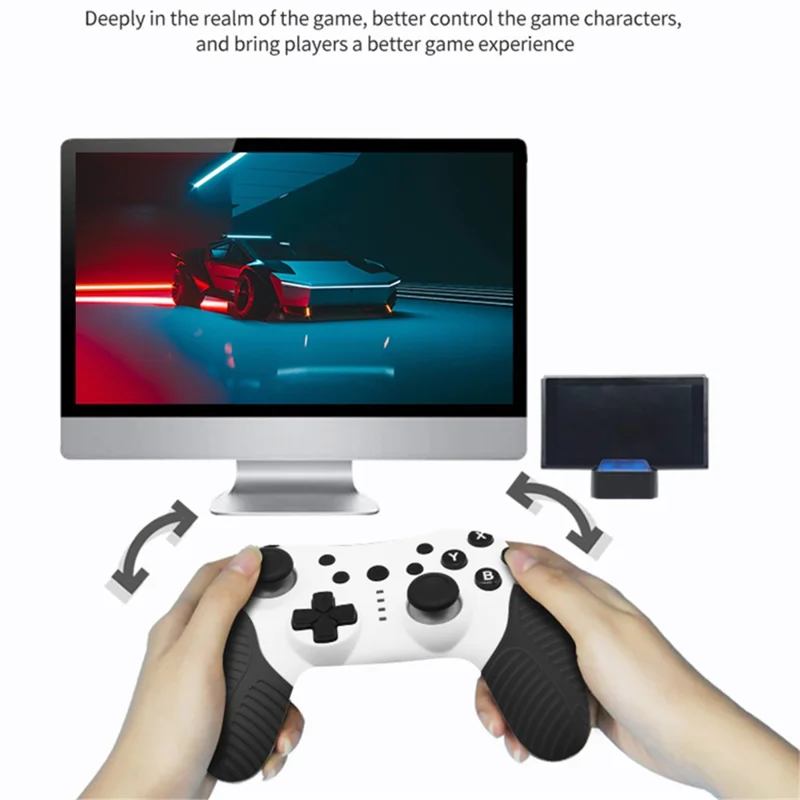 Controller Wireless HS-SW510 per Nintendo Switch, Joystick Gamepad Compatibile con Bluetooth per Piattaforme Multiple con Funzione Turbo - Nero+Bianco