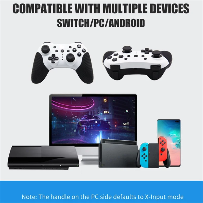 Controller Wireless HS-SW510 per Nintendo Switch, Joystick Gamepad Compatibile con Bluetooth per Piattaforme Multiple con Funzione Turbo - Nero+Bianco