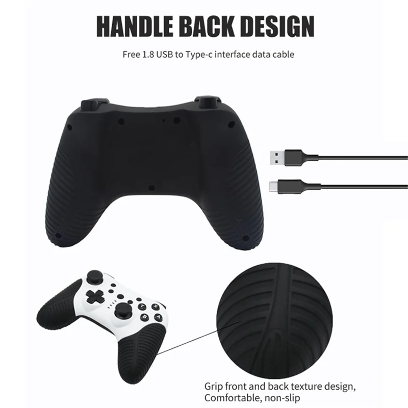 Controller Wireless HS-SW510 per Nintendo Switch, Joystick Gamepad Compatibile con Bluetooth per Piattaforme Multiple con Funzione Turbo - Nero+Bianco