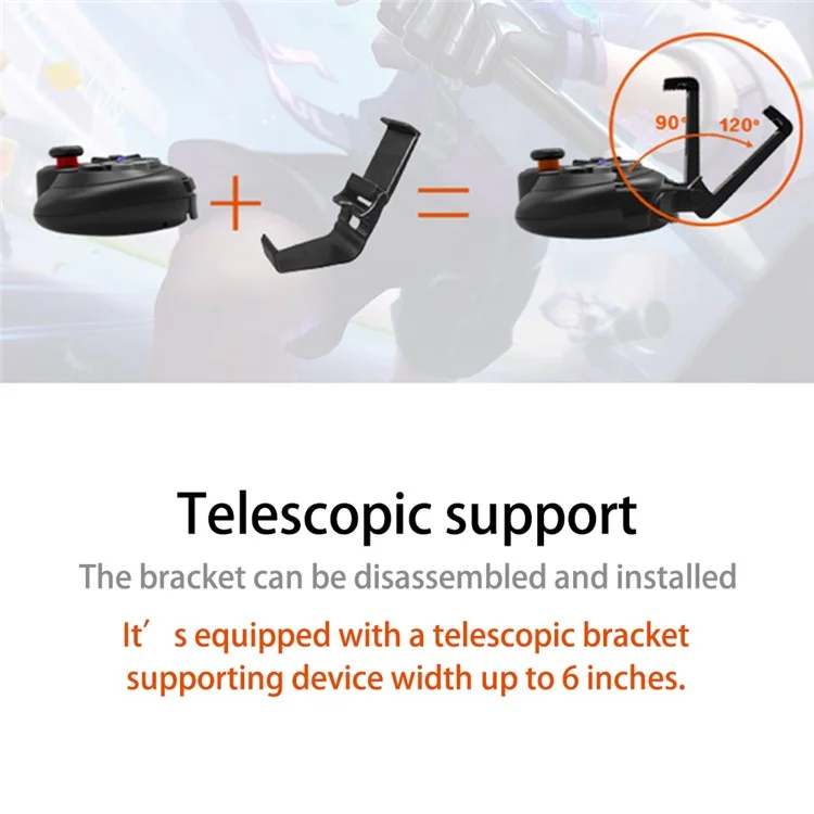 8726 Wireless Gamepad Bluetooth-compatible 5.0 / 2.4G Dual Mode Controller with Telescopic Phone Bracket for Nintendo Switch / iOS / Android