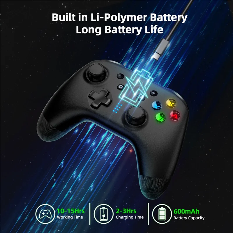 EASYSMX ESM-9124 Bluetooth-compatible Gamepad Wireless Gaming Controller for Nintendo Switch Android iOS Windows - Black