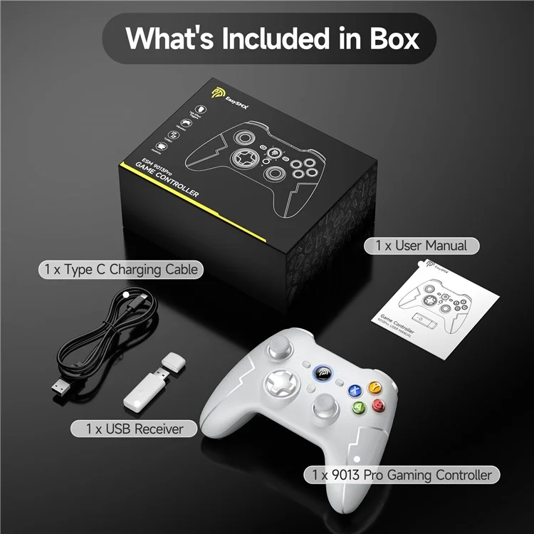 EASYSMX 9013 Pro 2.4G Kabellose Gamepad mit Hall-Trigger-Joystick-Gaming-Controller für PC / Nintendo Switch / Telefon - Weiß