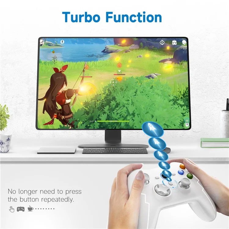 EASYSMX 9013 Pro 2.4G Kabellose Gamepad mit Hall-Trigger-Joystick-Gaming-Controller für PC / Nintendo Switch / Telefon - Weiß
