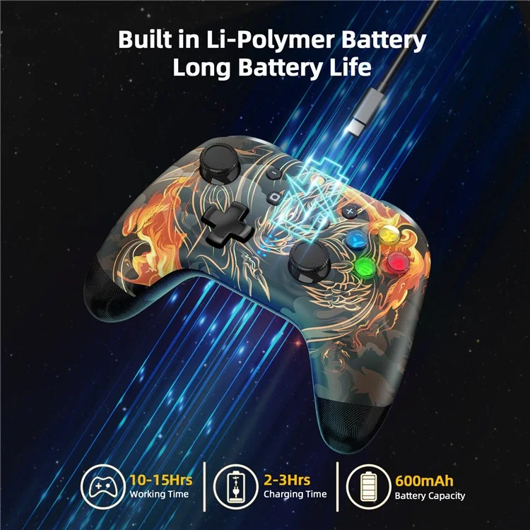 EASYSMX ESM-9124 Wireless Gamepad Bluetooth-Joystick-Controller für Nintendo Switch, Windows PC - Druckdesign