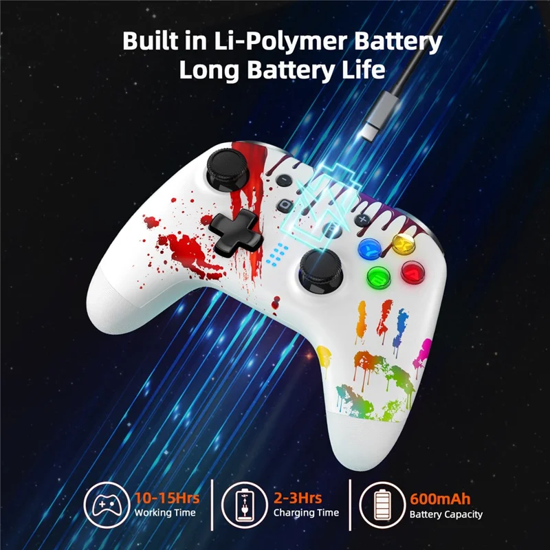 EASYSMX ESM-9124 Wireless Gamepad Bluetooth-compatible Joystick Controller for Nintendo Switch, Windows PC - Palm Print