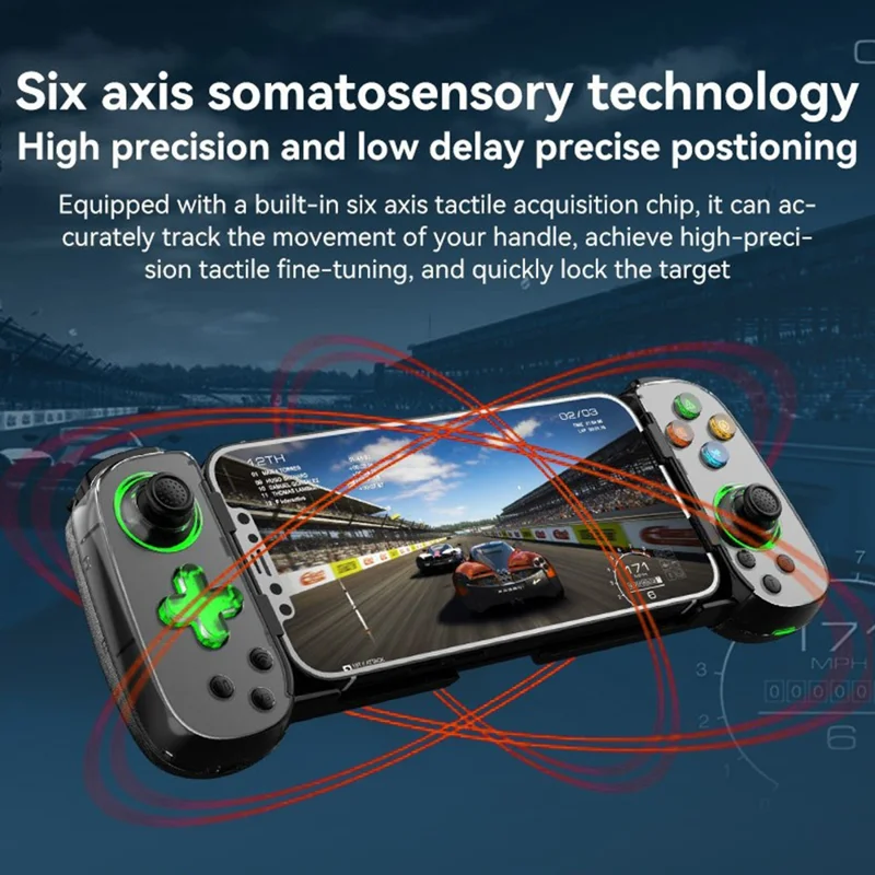 D7 Dehnbarer kabelloser Controller für Spielekonsole Bluetooth-kompatibler Gamepad-Linker/rechter Hall-Joystick-Spielgriff - Blau