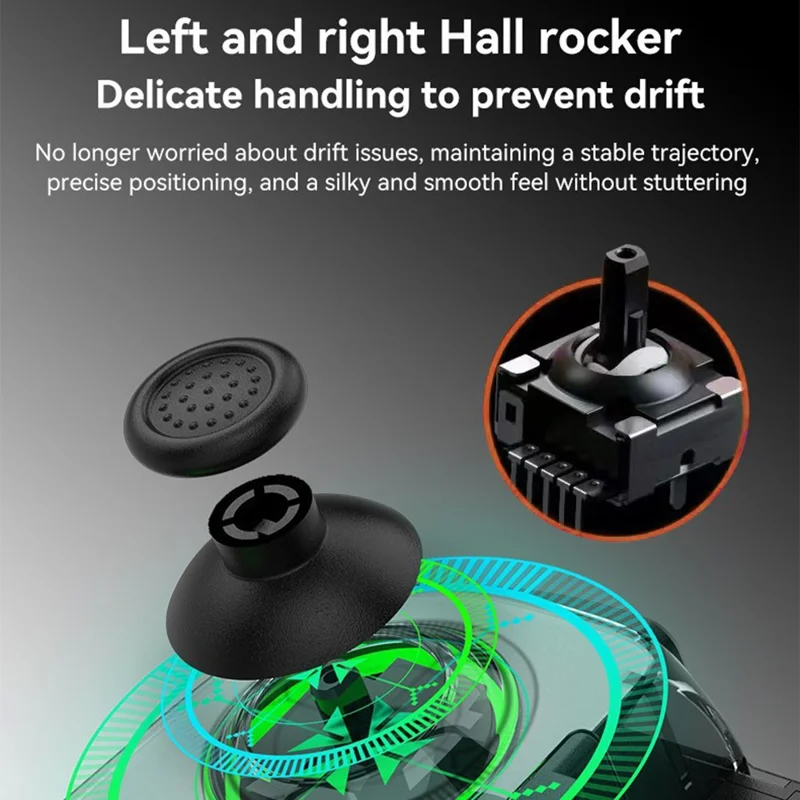 D7 Dehnbarer kabelloser Controller für Spielekonsole Bluetooth-kompatibler Gamepad-Linker/rechter Hall-Joystick-Spielgriff - Blau