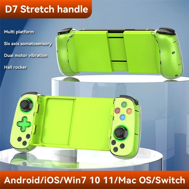 D7 Stretchable Wireless Controller for Game Console Bluetooth-compatible Gamepad Left / Right Hall Rocker Game Handle - Green