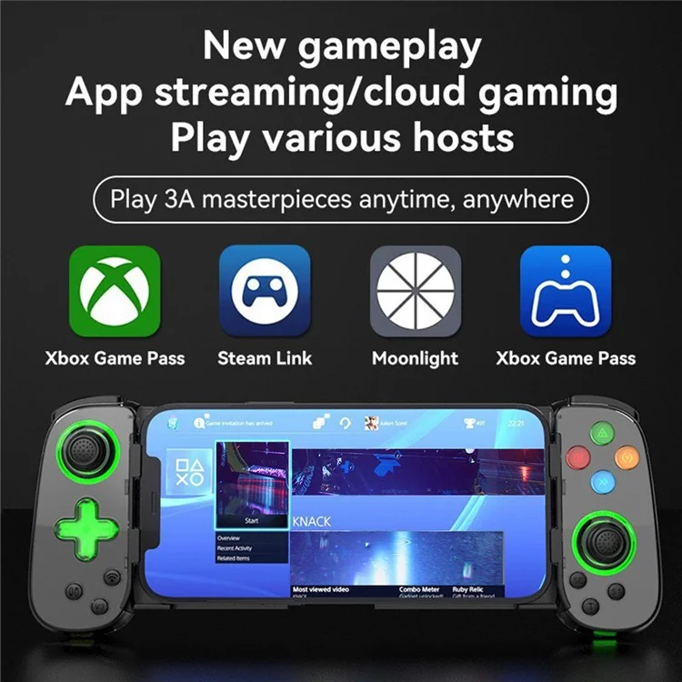 D7 Stretchable Wireless Controller for Game Console Bluetooth-compatible Gamepad Left / Right Hall Rocker Game Handle - Green