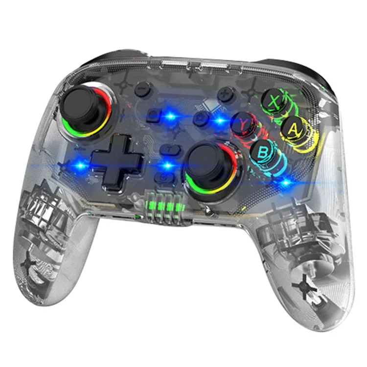 S09 Six Axis Vibration Bluetooth-compatible Controller TURBO Comb Wireless Gamepad with Dazzling Light for E-Sports - Transparent