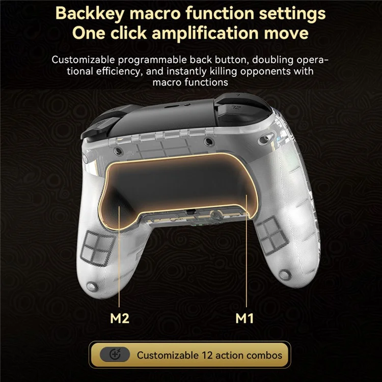 S09 Six Axis Vibration Bluetooth-compatible Controller TURBO Comb Wireless Gamepad with Dazzling Light for E-Sports - Transparent