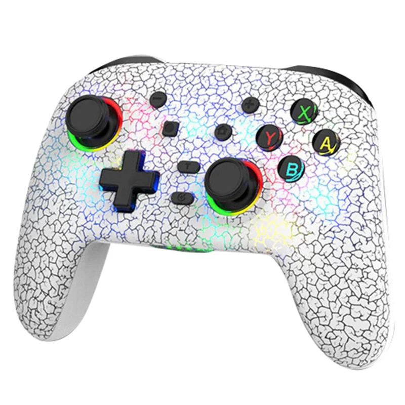 S09 Six Axis Vibration Bluetooth-compatible Controller TURBO Comb Wireless Gamepad with Dazzling Light for E-Sports - White