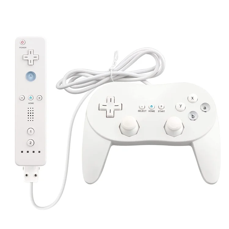 8553 Gamepad for Nintendo Wii, WiiU Game Console Wired Controller with 1.1m Cable - White