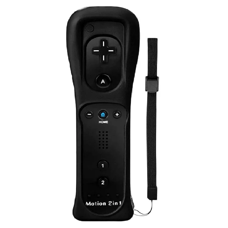 8512 Compatible with Nintendo Wii Remote Controller Motion 2-in-1 Wireless Gamepad with Silicone Case, Strap - Negra
