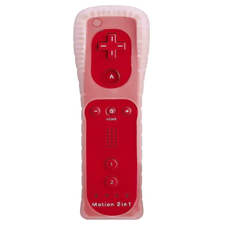 Manette de jeu sans fil 2 en 1 compatible avec Nintendo Wii Remote Controller, avec étui en silicone et dragonne - Rouge
