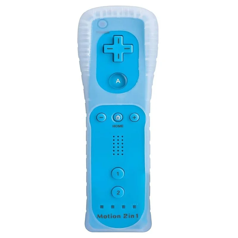 8512 Compatible avec la manette de jeu Nintendo Wii Remote Controller Motion 2-en-1 sans fil avec étui en silicone et dragonne - Bleu