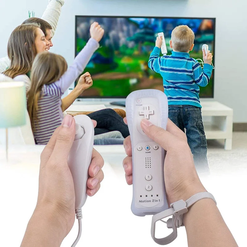 8512 For Wii U / Wii Console Remote Controller Game Wireless Handle Grip Built-in Motion Plus - White