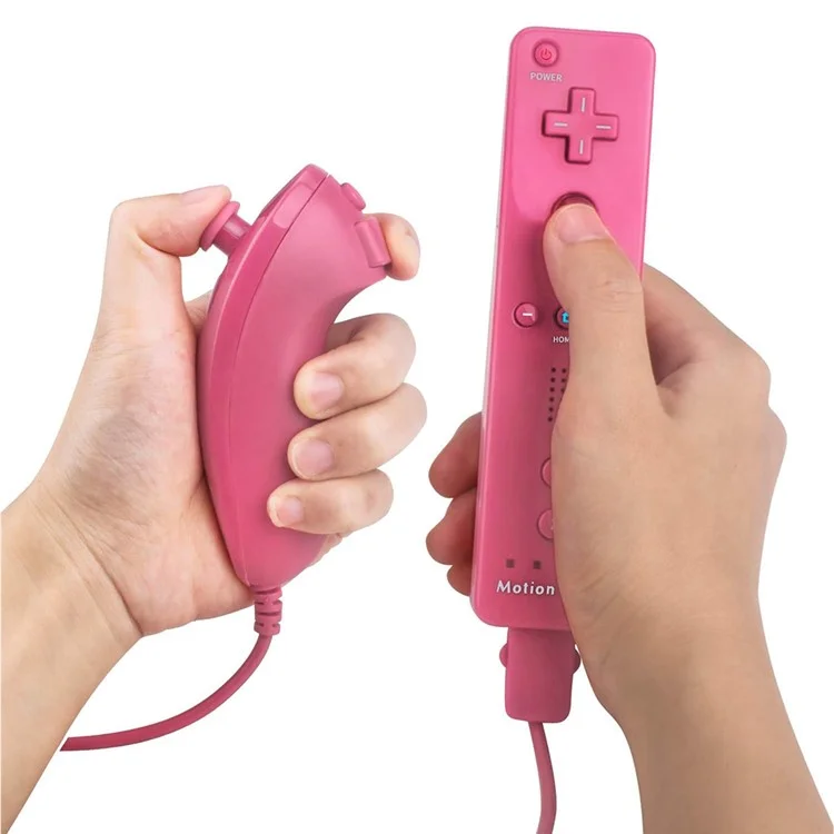 8512 For Wii U / Wii Console Remote Controller Game Wireless Handle Grip Built-in Motion Plus - Rose