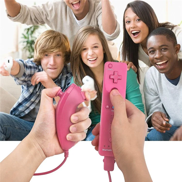 8512 For Wii U / Wii Console Remote Controller Game Wireless Handle Grip Built-in Motion Plus - Rose