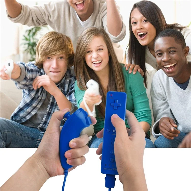 8512 For Wii U  /  Wii Console Remote Controller Game Wireless Handle Grip Built-in Motion Plus - Dark Blue