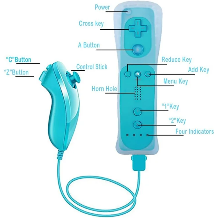 8511 For Wii U No Delay Wireless Connection Right and Left Game Handle Controller Gamepad - Baby Blue