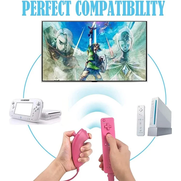 8511 For Wii U No Delay Wireless Connection Right and Left Game Handle Controller Gamepad - Baby Blue