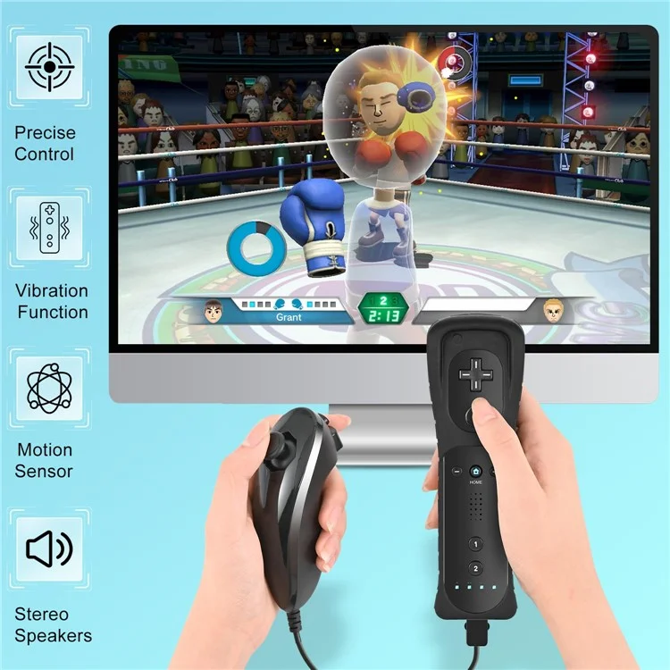 8511 For Wii U No Delay Wireless Connection Right and Left Game Handle Controller Gamepad - Baby Blue
