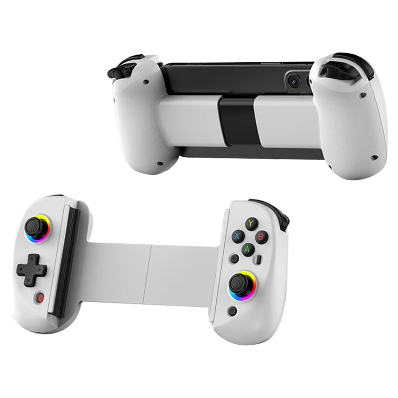 D8 Cell Phones Stretchable Controller Wireless Bluetooth-compatible Gamepad with RGB Light for PS3, PS4, Nintendo Switch - White