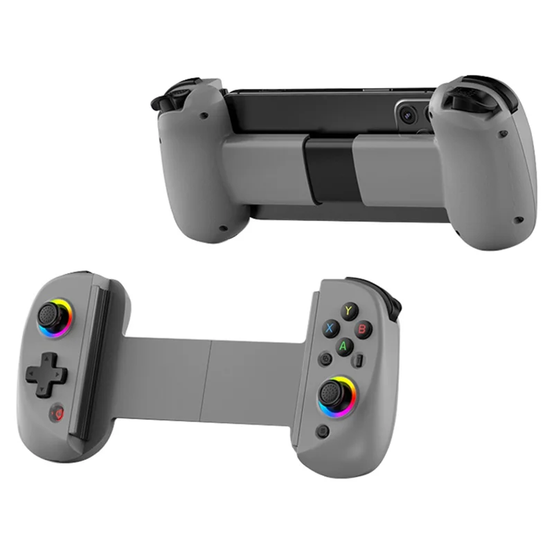 Telefones Celulares D8 Controlador Extensível Sem Fio Gamepad Bluetooth com Luz RGB para PS3, PS4, Nintendo Switch - Prata / Cinza