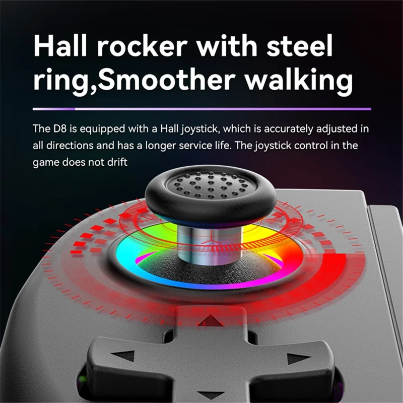 Telefones Celulares D8 Controlador Extensível Sem Fio Gamepad Bluetooth com Luz RGB para PS3, PS4, Nintendo Switch - Prata / Cinza