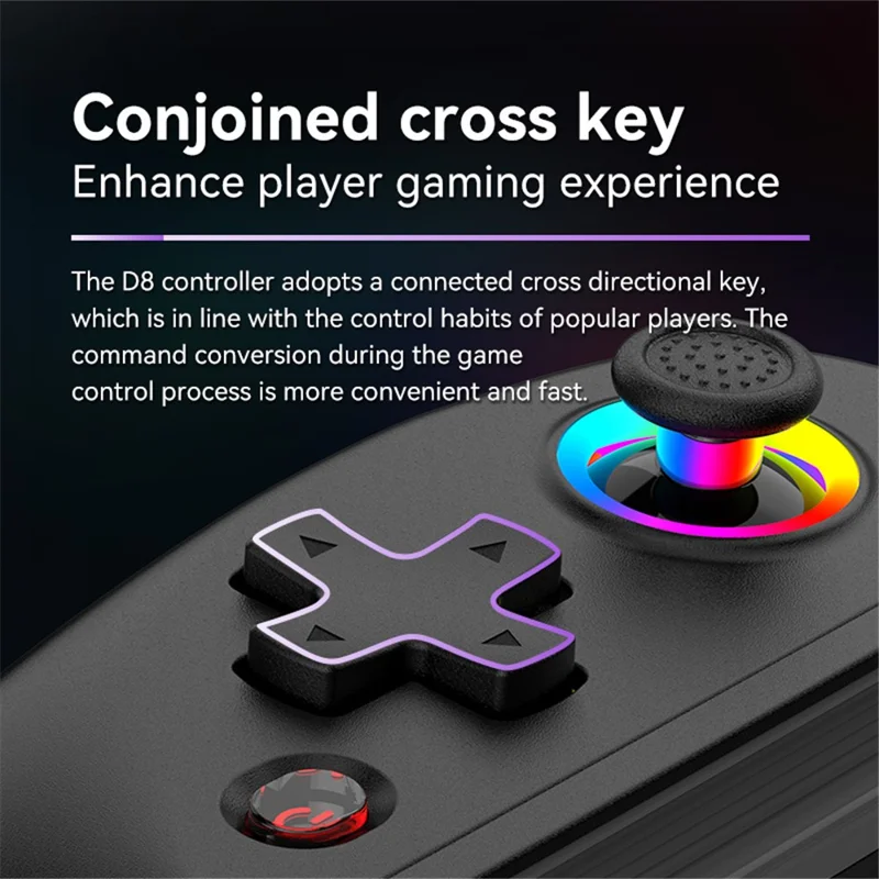 Telefones Celulares D8 Controlador Extensível Sem Fio Gamepad Bluetooth com Luz RGB para PS3, PS4, Nintendo Switch - Prata / Cinza