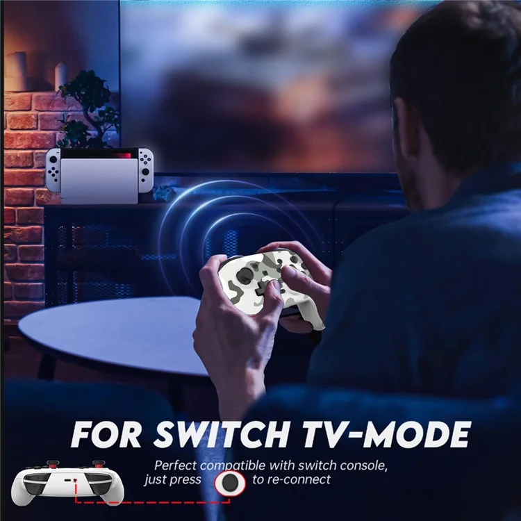 Controlador Bluetooth de Vibração de Seis Eixos para E-Sports TURBO Function Wireless Gamepad - Camo White