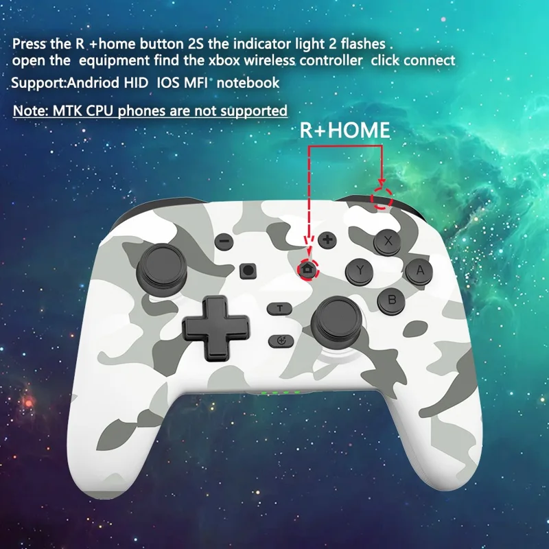 S07 Six Axis Vibration Bluetooth-compatibele Controller voor E-Sports TURBO Functie Draadloze Gamepad - Camo Zwart