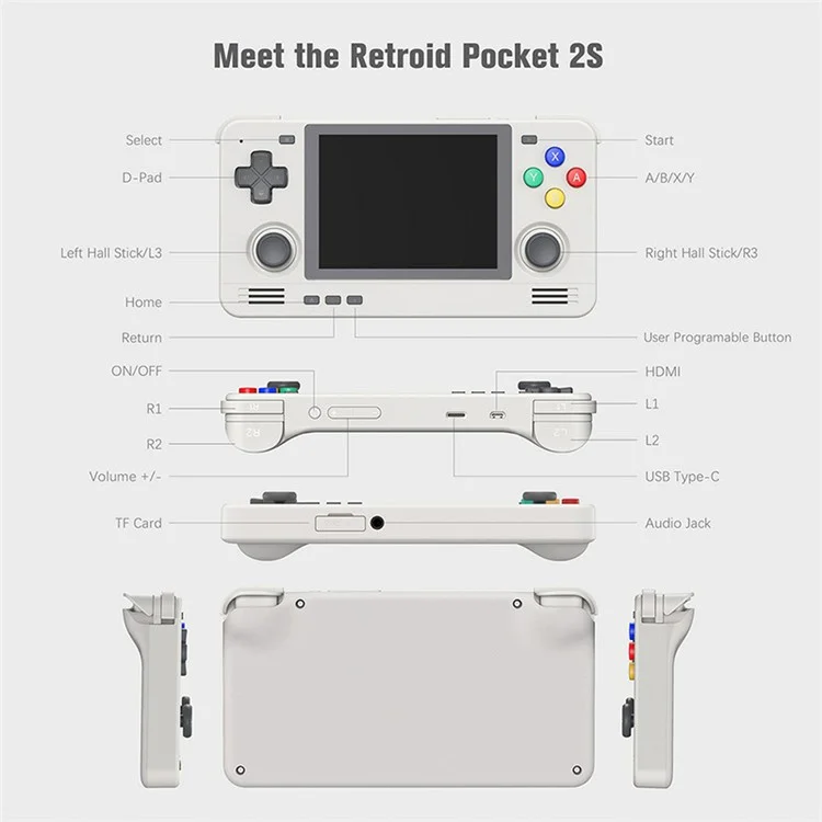 RETROID Pocket 2S Retro Handheld Game Console 3+32G 3.5" Touch Screen Game Player Portable Android 11 Video Games Console - Lila