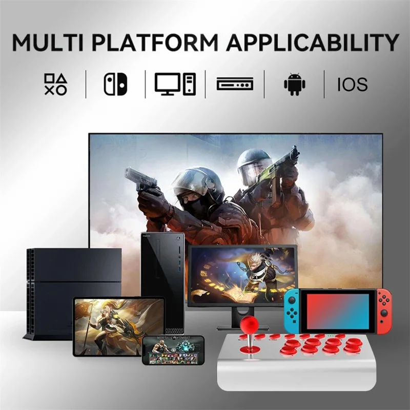 BSP-Y02 Arcade-joystickkontroll, universal klassisk handkontroll, spelkontroll för PS4 Nintendo Switch Android iOS mobiltelefon - Vit/Röd