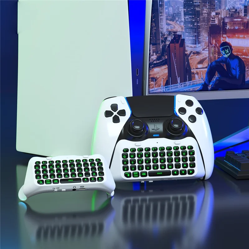 JYS P5172 For Sony PS5 DualSense Edge Controller Wireless Bluetooth-compatible External Keyboard Portable Gamepad Keyboard - White
