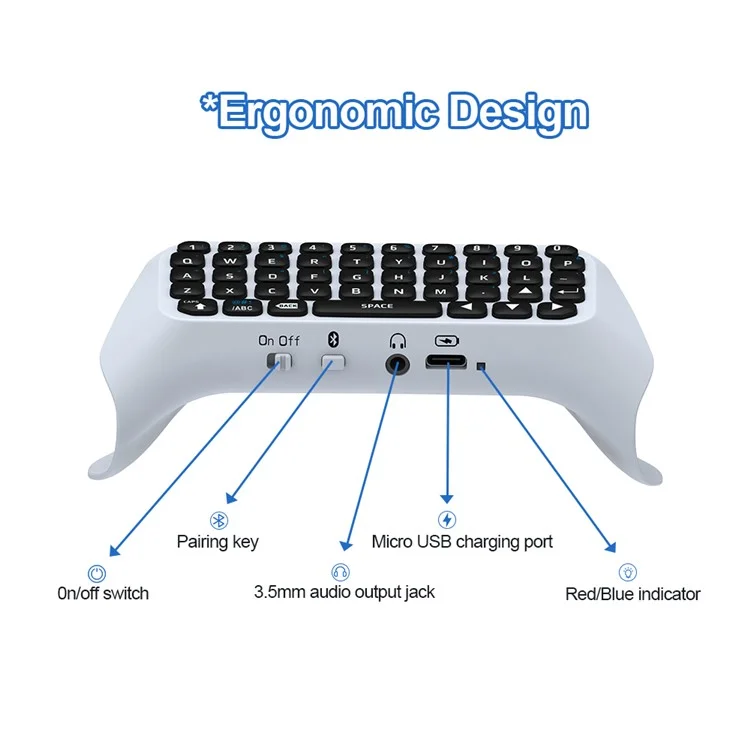 JYS P5121 Clavier sans fil compatible avec manette PS5 500mAh Pavé numérique de jeu avec haut-parleur intégré Voix de discussion 