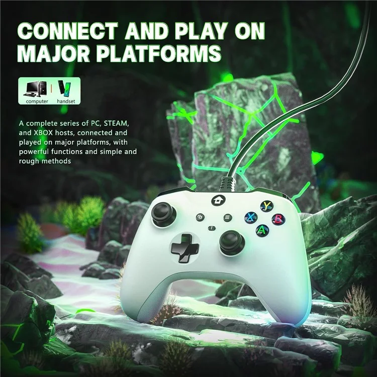PC001 Controlador de juegos con cable para el sistema Android / Windows Controlador para la consola Nintendo Switch / PS3 Consola de juegos Caja de TV Gamepad - Blanco