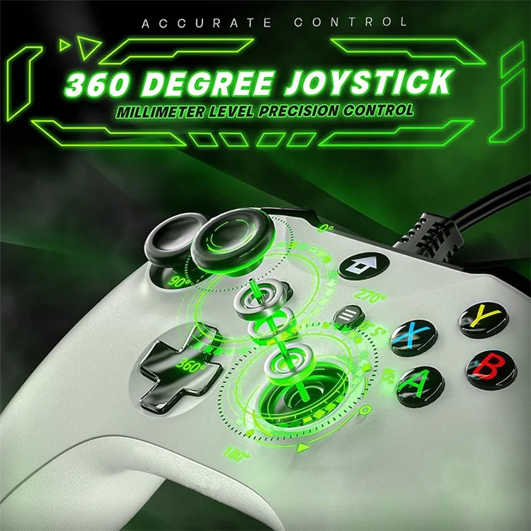 PC001 Controlador de juegos con cable para el sistema Android / Windows Controlador para la consola Nintendo Switch / PS3 Consola de juegos Caja de TV Gamepad - Blanco