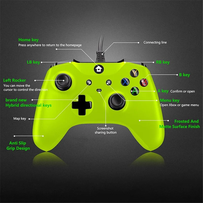 Manette de jeu filaire PC001 PC pour le système Android / Windows Manette de jeu pour la console Nintendo Switch / PS3 Gamepad TV Box - Vert