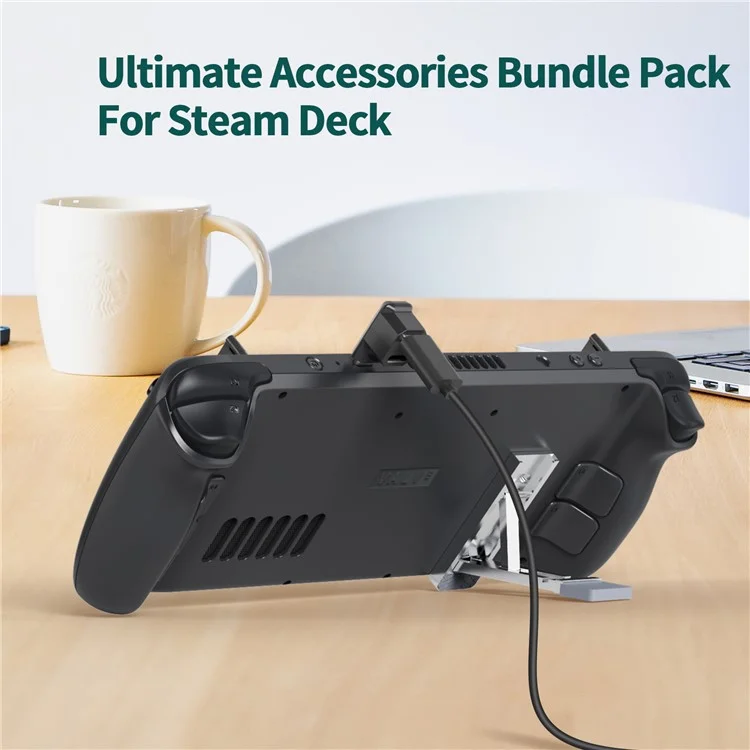 JYS JYS-SD015 per Steam Deck / Switch OLED / Lite Rocker Caps Thumb Grip Covers + Back Bracket + Adattatore Type-C