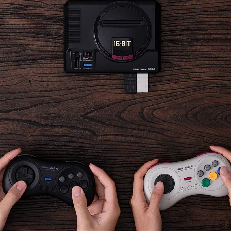 MANDO INALÁMBRICO 8BITDO M30 2.4G CON DISEÑO DE 6 BOTONES PARA SEGA GENESIS MINI / MEGA DRIVE MINI / SWITCH - NEGRO