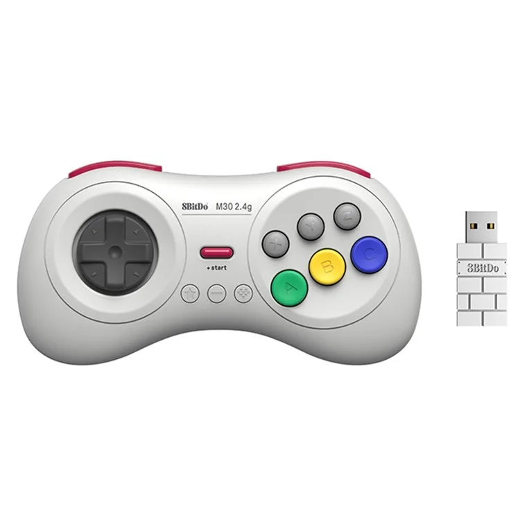 8BITDO M30 2.4G Wireless Gamepad with 6-Button Layout for Sega Genesis Mini / Mega Drive Mini / Switch - White