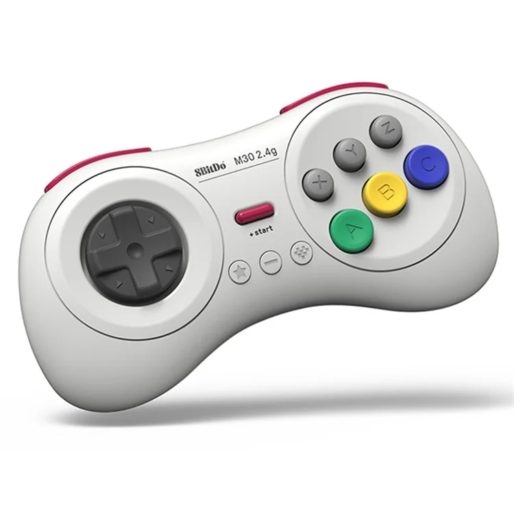 8BITDO M30 2.4G Wireless Gamepad with 6-Button Layout for Sega Genesis Mini / Mega Drive Mini / Switch - White